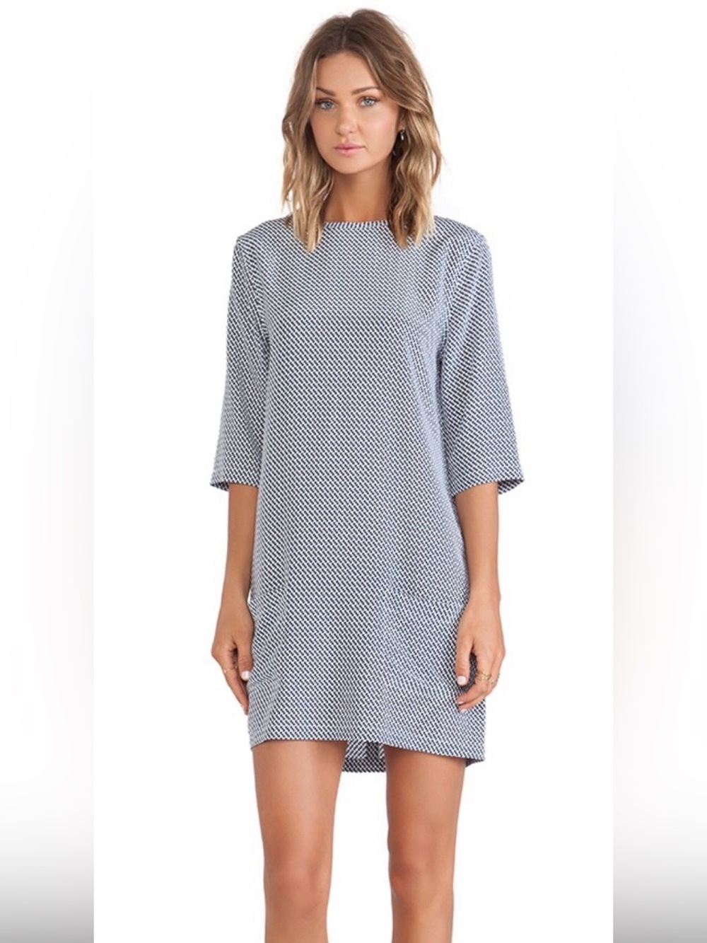 Reformation x Equipment Aubrey Geo Tile Silk Shift Dress Small 3/4 Sleeve